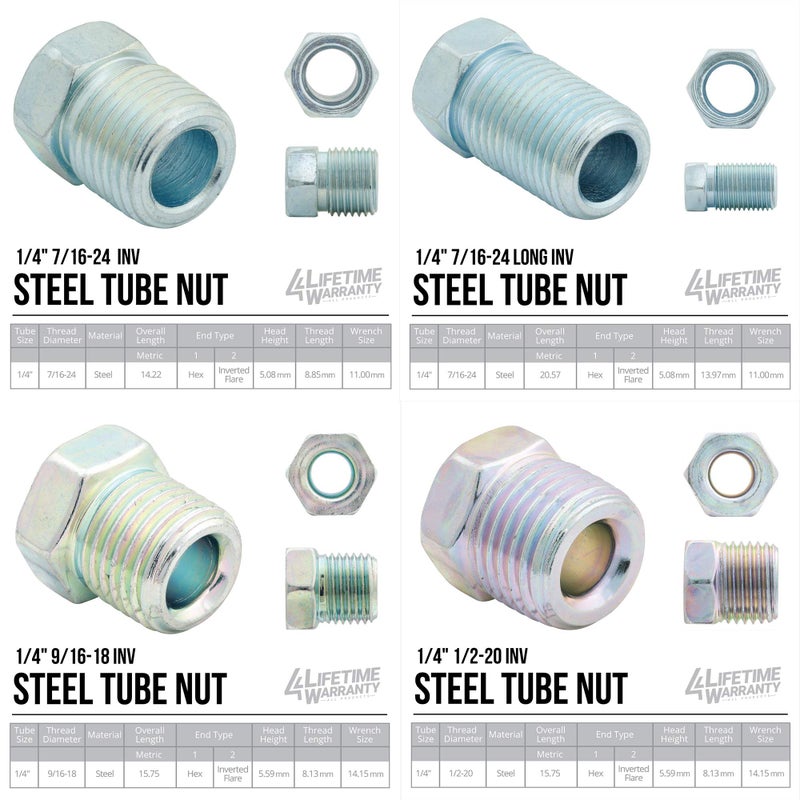 4LIFETIMELINES 25 ft 1/4 True Copper-Nickel Alloy Non-Magnetic Brake Line Replacement Tubing Coil and Fitting Kit, 16 Fittings Included, Inverted Flare, SAE Thread, 0.028 inch wall thickness - Image 5
